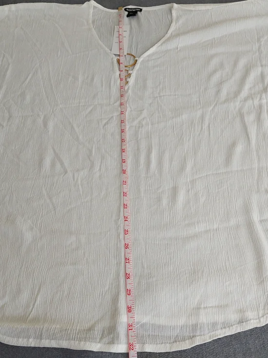 18 Centimeters White Rayon Split Side Beach Cover Up Poncho Women 2X NWT - Picture 5 of 5